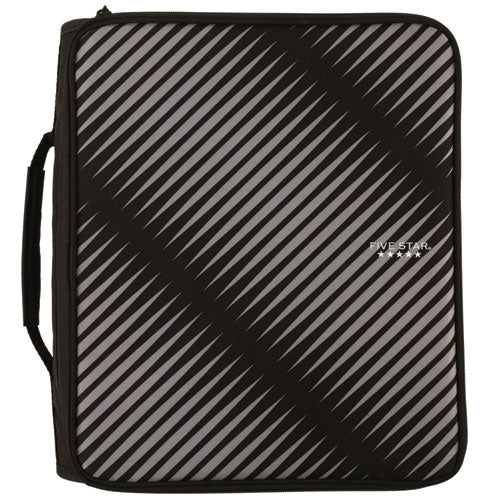 Zipper Binder, 3 Rings, 2" Capacity, 11 X 8.5, Black/gray Zebra Print Design