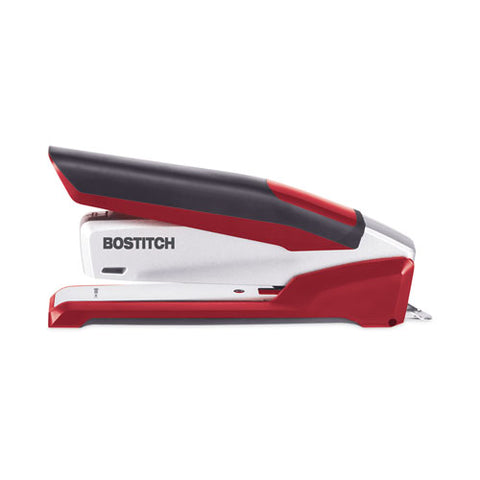 Inpower One-finger 3-in-1 Desktop Stapler With Antimicrobial Protection, 28-sheet Capacity, Red/silver