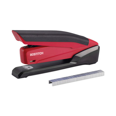 Inpower One-finger 3-in-1 Desktop Stapler With Antimicrobial Protection, 20-sheet Capacity, Red/black