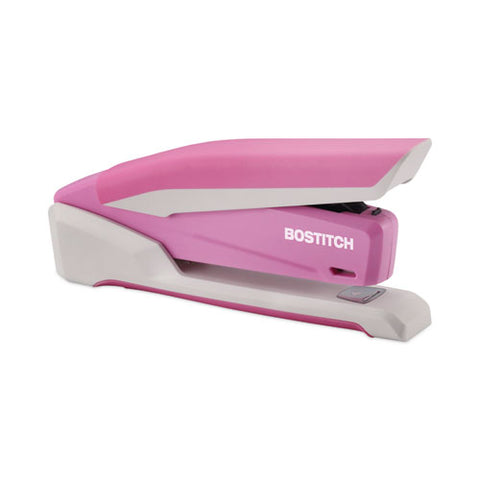 Incourage Spring-powered Desktop Stapler With Antimicrobial Protection, Breast Cancer Awareness, 20-sheet Capacity, Pink/gray