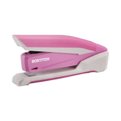 Incourage Spring-powered Desktop Stapler With Antimicrobial Protection, Breast Cancer Awareness, 20-sheet Capacity, Pink/gray