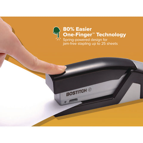 Injoy One-finger 3-in-1 Eco-friendly Compact Stapler, 20-sheet Capacity, Black