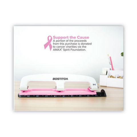 12-sheet Ez Squeeze Incourage Three-hole Punch, Breast Cancer Awareness, 9/32" Holes, Pink