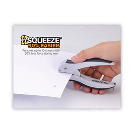 10-sheet Ez Squeeze One-hole Punch, 1/4" Hole, Gray