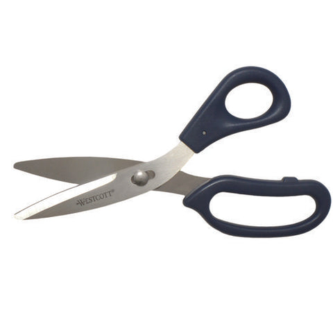 Power Pivot Shears, 8" Long, 3.5" Cut Length, Straight Blue Handle