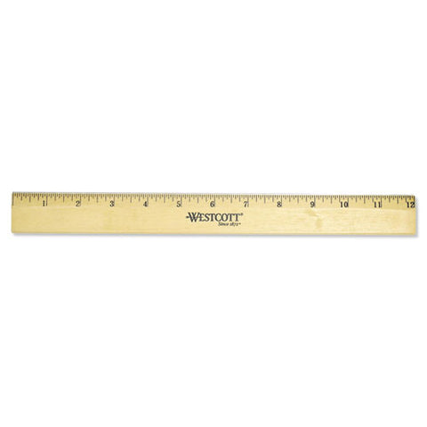 Wood Ruler With Single Metal Edge, Standard, 12" Long