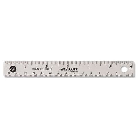 Stainless Steel Office Ruler With Non Slip Cork Base, Standard/metric, 6" Long