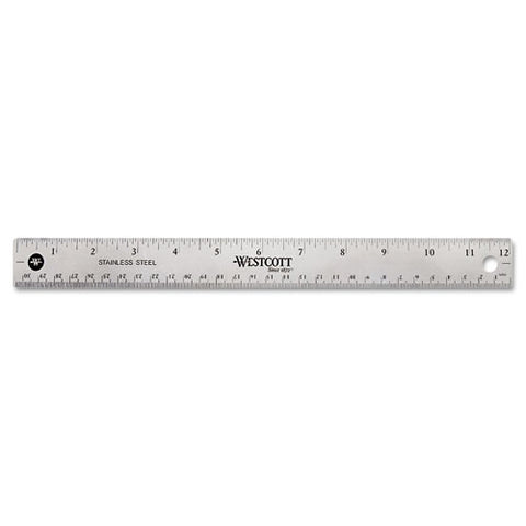 Stainless Steel Office Ruler With Non Slip Cork Base, Standard/metric, 12" Long