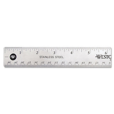 Stainless Steel Office Ruler With Non Slip Cork Base, Standard/metric, 12" Long