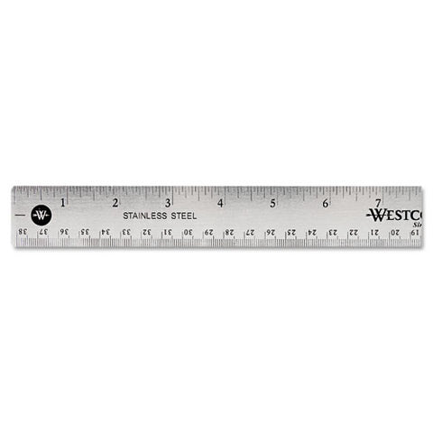 Stainless Steel Office Ruler With Non Slip Cork Base, Standard/metric, 15" Long