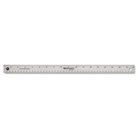 Stainless Steel Office Ruler With Non Slip Cork Base, Standard/metric, 18" Long