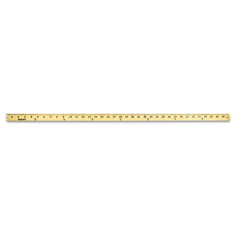 Wood Yardstick With Metal Ends, 36" Long. Clear Lacquer Finish