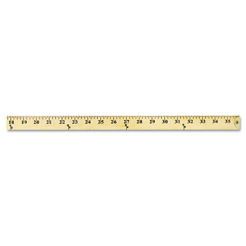 Wood Yardstick With Metal Ends, 36" Long. Clear Lacquer Finish