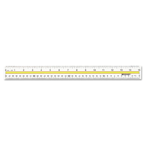 Acrylic Data Highlight Reading Ruler With Tinted Guide, 15" Long, Clear/yellow