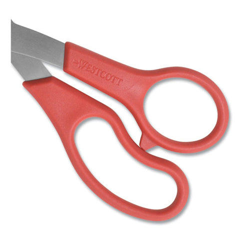 Value Line Stainless Steel Shears, 8" Long, 3.5" Cut Length, Crane-style Red Handle