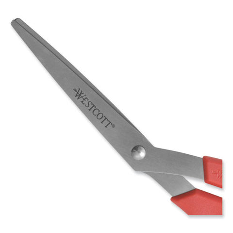 Value Line Stainless Steel Shears, 8" Long, 3.5" Cut Length, Crane-style Red Handle