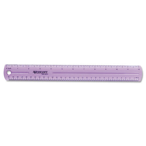 12" Jewel Colored Ruler, Standard/metric, Plastic