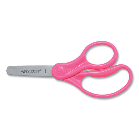 For Kids Scissors, Rounded Tip, 5" Long, 1.75" Cut Length, Straight Handle, Randomly Assorted Handle Color