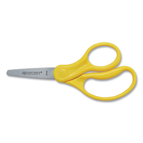 For Kids Scissors, Pointed Tip, 5" Long, 1.75" Cut Length, Straight Handle, Randomly Assorted Handle Color