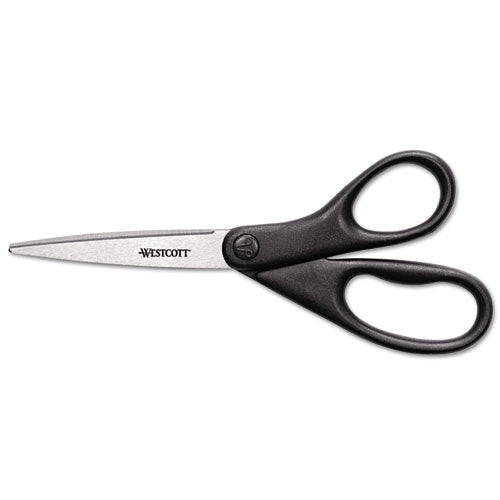 Design Line Straight Stainless Steel Scissors, 8" Long, 3.13" Cut Length, Straight Black Handle