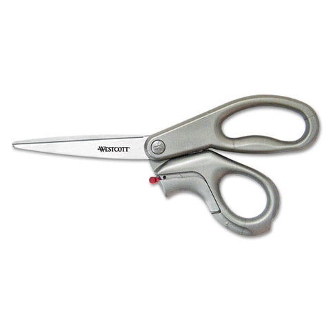 E-z Open Box Opener Stainless Steel Shears, 8" Long, 3.25" Cut Length, Offset Gray Handle