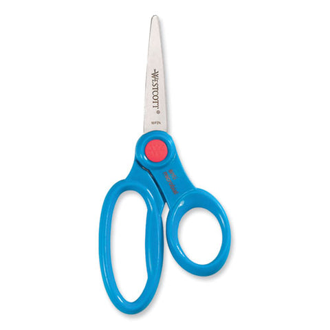 Kids' Scissors With Antimicrobial Protection, Pointed Tip, 5" Long, 2" Cut Length, Randomly Assorted Handle Color