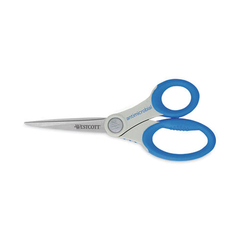 Scissors With Antimicrobial Protection, 8" Long, 3.5" Cut Length, Straight Blue Handle