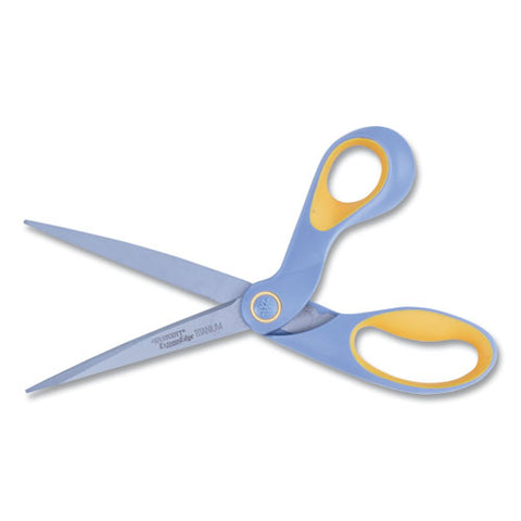 Extremedge Titanium Bent Scissors, 9" Long, 4.5" Cut Length, Offset Gray/yellow Handle