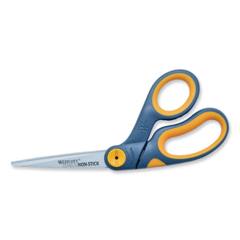 Non-stick Titanium Bonded Scissors, 8" Long, 3.25" Cut Length, Crane-style Gray/yellow Handle