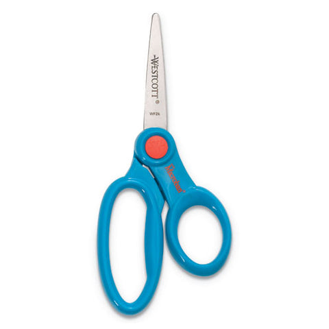 Kids' Scissors With Antimicrobial Protection, Pointed Tip, 5" Long, 2" Cut Length, Straight Assorted Color Handles, 12/pack