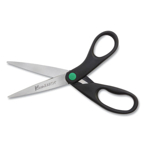 Kleenearth Scissors, 8" Long, 3.25" Cut Length, Straight Black Handle, 2/pack