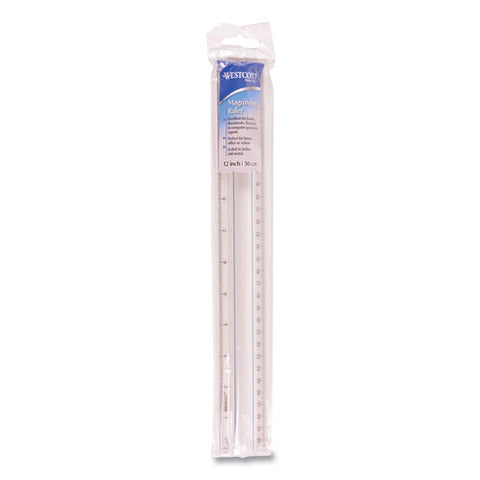 12" Magnifying Ruler, Standard/metric, Plastic, Clear