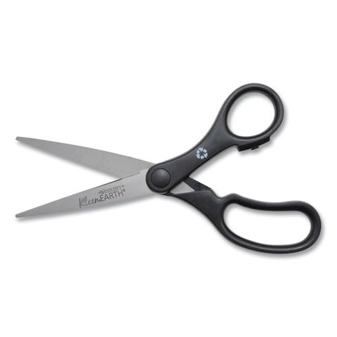 Kleenearth Basic Plastic Handle Scissors, 7" Long, 2.8" Cut Length, Straight Black Handle