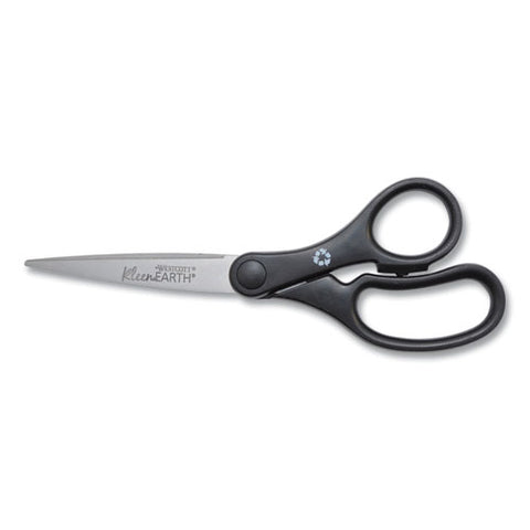 Kleenearth Basic Plastic Handle Scissors, 7" Long, 2.8" Cut Length, Straight Black Handle