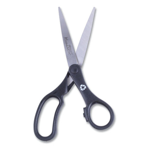 Kleenearth Basic Plastic Handle Scissors, 8" Long, 3.25" Cut Length, Straight Black Handle