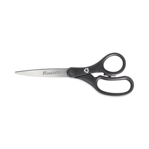 Kleenearth Basic Plastic Handle Scissors, 8" Long, 3.25" Cut Length, Straight Black Handle