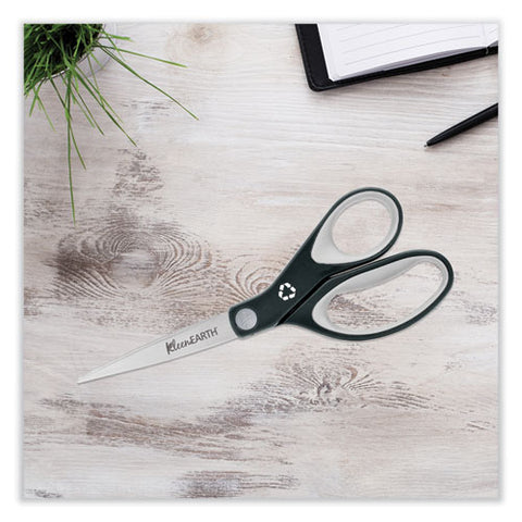 Kleenearth Soft Handle Scissors, 8" Long, 3.25" Cut Length, Straight Black/gray Handle