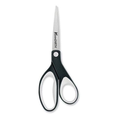 Kleenearth Soft Handle Scissors, 8" Long, 3.25" Cut Length, Straight Black/gray Handle