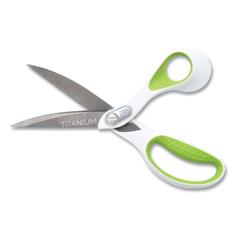 Carbotitanium Bonded Scissors, 9" Long, 4.5" Cut Length, Offset White/green Handle