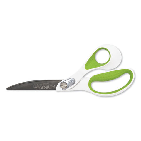 Carbotitanium Bonded Scissors, 9" Long, 4.5" Cut Length, Offset White/green Handle