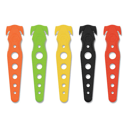 Safety Cutter, 1.2" Blade, 5.75" Plastic Handle, Assorted, 5/pack