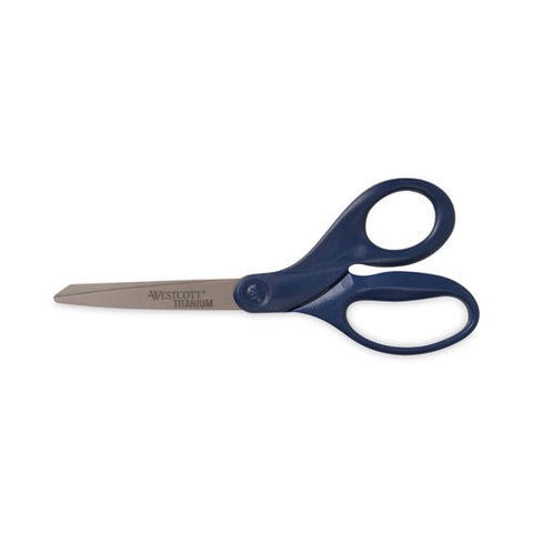 Titanium Bonded Scissors, 8" Long, 3.5" Cut Length, Straight Navy Handle