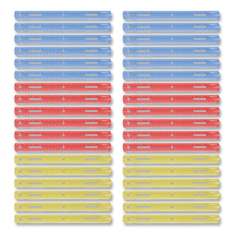 Plastic Ruler, Standard/metric, 12" (30 Cm) Long, Assorted Translucent Colors