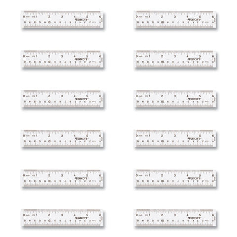 Clear Flexible Acrylic Ruler, Standard/metric, 6" (15 Cm) Long, Clear, 12/box