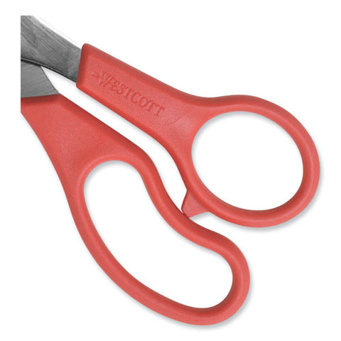 Value Line Stainless Steel Shears, 8" Long, 3.5" Cut Length, Offset Red Handle