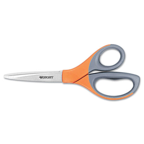 Elite Series Stainless Steel Shears, 8" Long, 3.5" Cut Length, Straight Orange Handle