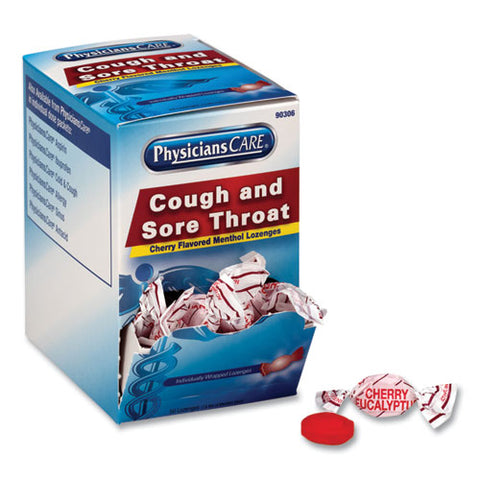 Cough And Sore Throat, Cherry Menthol Lozenges, Individually Wrapped, 50/box