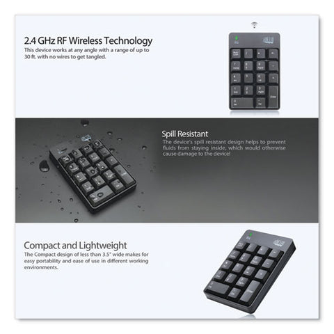 Wkb6010ub Wireless 18-key Numeric Usb Keypad, Black