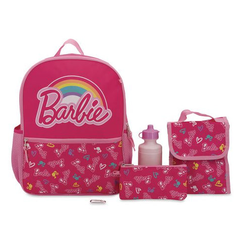 Barbie 5-piece Backpack Set, 12 X 5 X 16, Pink