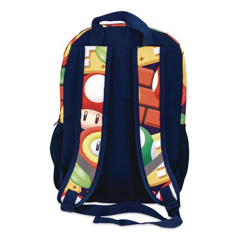 Super Mario Backpack, 12 X 5 X 16, Multicolor
